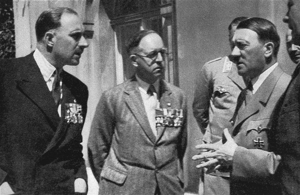 Adolf Hitler and Rudolf Hess meet members of the British Legion in Berlin, with the British Legion chairman, Major Francis Fetherston-Godley